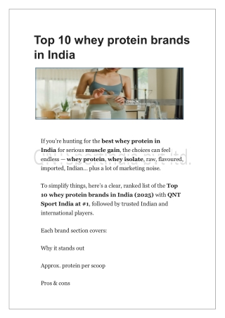 Top 10 whey protein brands in India