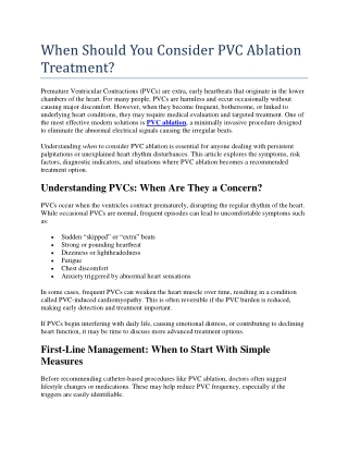 When Should You Consider PVC Ablation Treatment