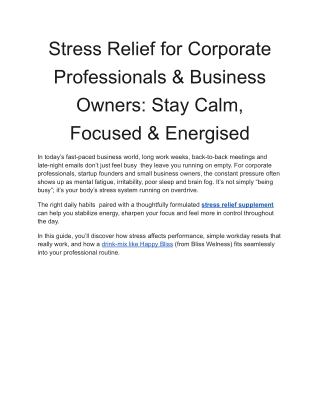 Happy Bliss – Natural Mood & Stress Support