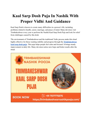 Kaal Sarp Dosh Puja In Nashik With Proper Vidhi And Guidance