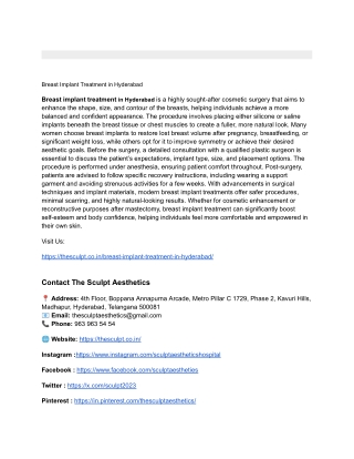 Breast Implant Treatment in Hyderabad