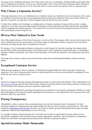 Fun Tyme Limousine: Affordable Luxury in St Louis