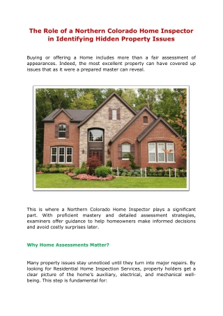 The Role of a Northern Colorado Home Inspector in Identifying Hidden Property Issues