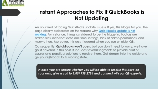 Easy Ways to Fix QuickBooks is Not Updating Issue