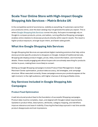Scale Your Online Store with High-Impact Google Shopping Ads