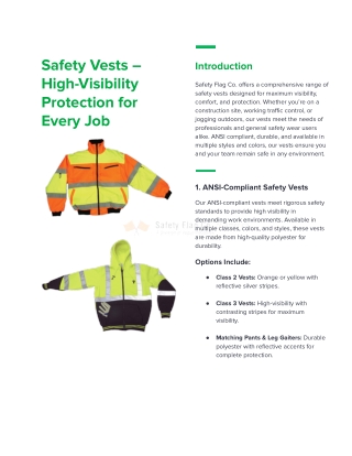 Safety Vests – High-Visibility Protection for Every Job