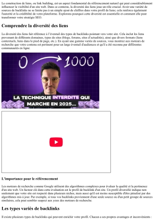 Pourquoi la diversité des liens est cruciale sur votre plateforme Backlink.