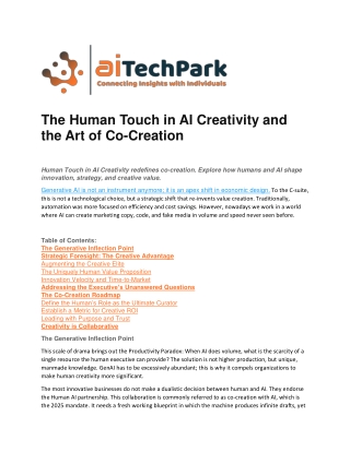 Human Touch in AI Creativity amplifying human insight and judgment