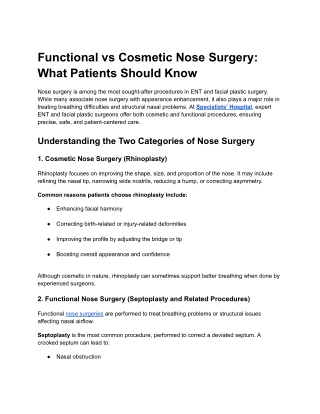 Functional vs Cosmetic Nose Surgery_ What Patients Should Know