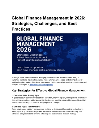 Global Finance Management in 2026_ Strategies, Challenges, and Best Practices
