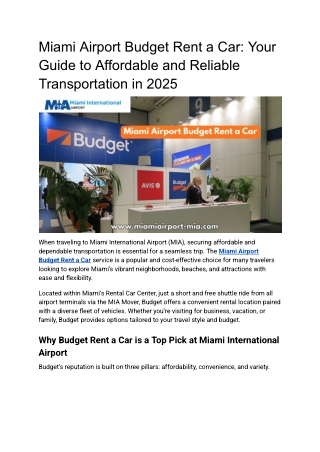 Miami Airport Budget Rent a Car_ Your Guide to Affordable and Reliable Transportation in 2025