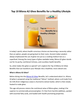Top 10 Bilona A2 Ghee Benefits for a Healthy Lifestyle