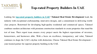 Top-rated Property Builders In UAE