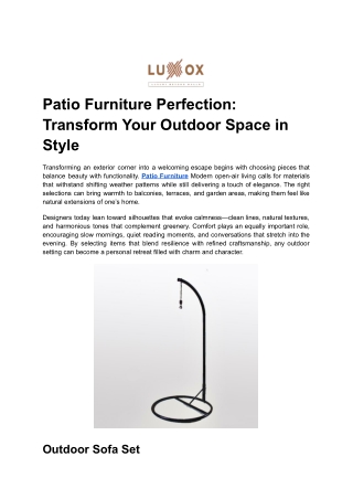 Patio Furniture Perfection_ Transform Your Outdoor Space in Style