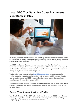 Local SEO Tips Sunshine Coast Businesses Must Know in 2025