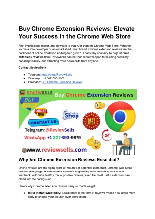 Buy Chrome Extension Reviews_ Elevate Your Success in the Chrome Web Store