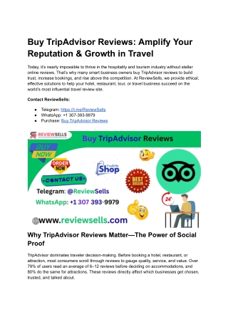 Buy TripAdvisor Reviews_ Amplify Your Reputation & Growth in Travel