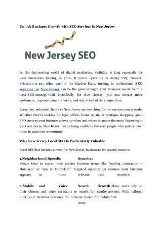 Unlock Business Growth with SEO Services in New Jersey