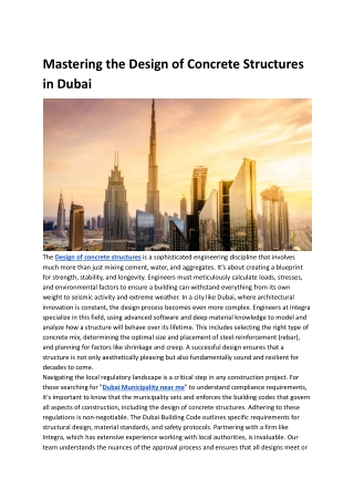 Mastering the Design of Concrete Structures in Dubai