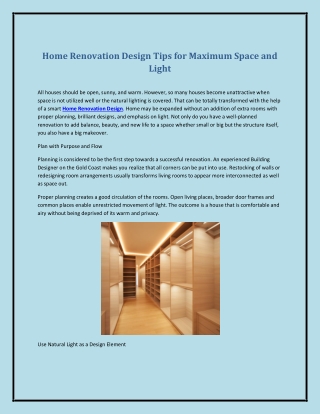 Home Renovation Design Tips for Maximum Space and Light