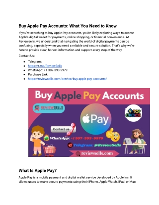 Buy Apple Pay Accounts – Secure & Verified _ Reviewsells - Copy