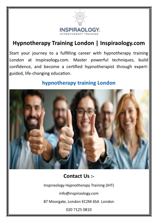Hypnotherapy Training London  Inspiraology