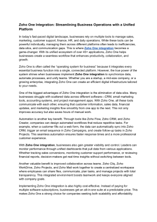 Zoho One integration