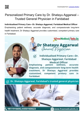 Personalized Primary Care by Dr. Shatayu Aggarwal Trusted General Physician in Faridabad