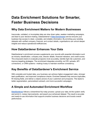 Data Enrichment Solutions for Smarter, Faster Business Decisions