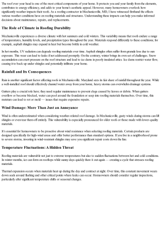 How Weather Affects Your Roof: Insights from a Roofer in Mechanicsville MD