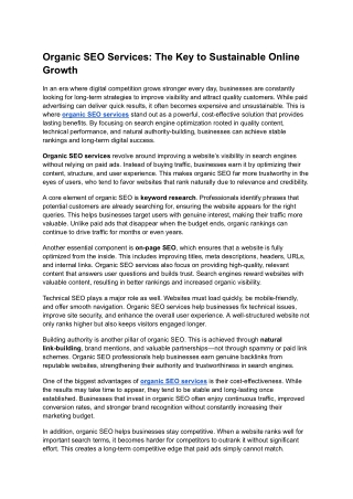 Organic SEO Services