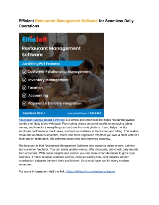 Efficient Restaurant Management Software for Seamless Daily Operations