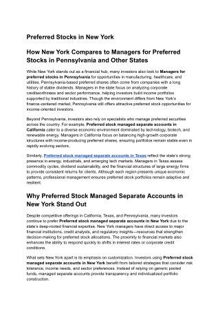 Preferred Stocks in New York