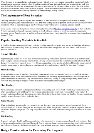 Enhancing Curb Appeal with the Right Roof: Tips from Garfield NJ Experts