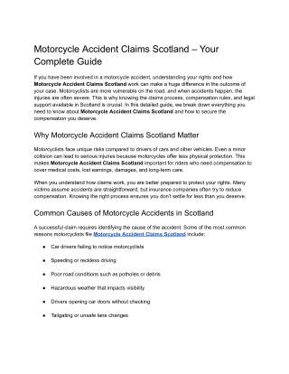 Motorcycle Accident Claims Scotland – Your Complete Guide