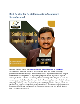 Best Dentist for Dental Implants in Sainikpuri, Secunderabad