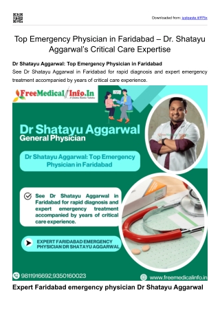 Top Emergency Physician in Faridabad Dr. Shatayu Aggarwal’s Critical Care Expertise
