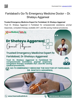 Faridabad’s Go-To Emergency Medicine Doctor  Dr. Shatayu Aggarwal