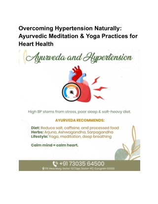 Overcoming Hypertension Naturally_ Ayurvedic Meditation & Yoga Practices for Heart Health