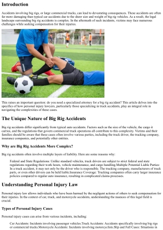 Big Rig Accidents: Do You Need a Specialized Attorney?