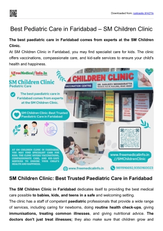Best Pediatric Care in Faridabad SM Children Clinic