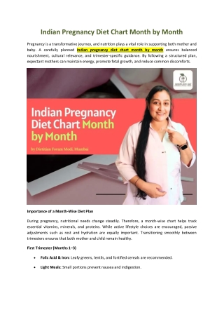 Indian Pregnancy Diet Chart Month by Month