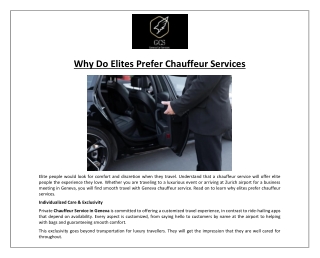 Why Do Elites Prefer Chauffeur Services