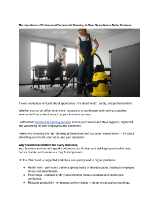 The Importance of Professional Commercial Cleaning_ A Clean Space Means Better Business