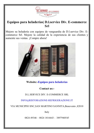 Equipos para heladerías D.l.service Div. E-commerce Srl