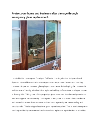 Protect your home and business after damage through emergency glass replacement
