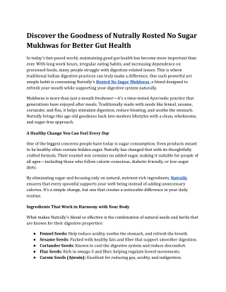 Discover the Goodness of Nutrally Rosted No Sugar Mukhwas for Better Gut Health