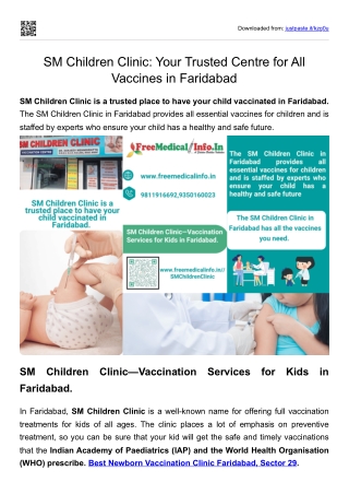 SM Children Clinic Your Trusted Centre for All Vaccines in Faridabad