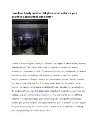 How does timely commercial glass repair enhance your business’s appearance and safety