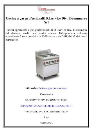 Cucine a gas professionali D.l.service Div. E-commerce Srl0